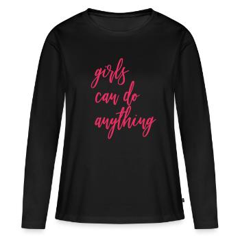 girls can do anything - Freedom for women - Women's Premium Organic Long Sleeve Shirt - black - Front - Julia (174cm)
