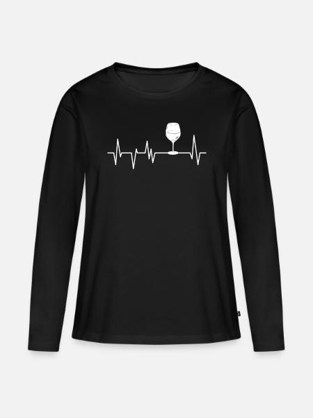 Wein Weintrinker Weinkenner - Frauen Premium Bio Langarmshirt - Schwarz
