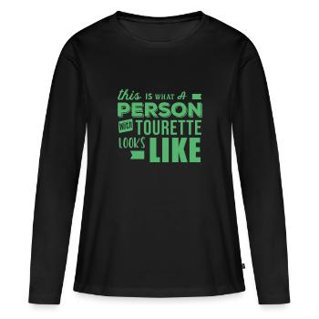 Tourette Handicap - T-shirt manches longues Premium bio Femme - noir - Devant - Julia (174cm)