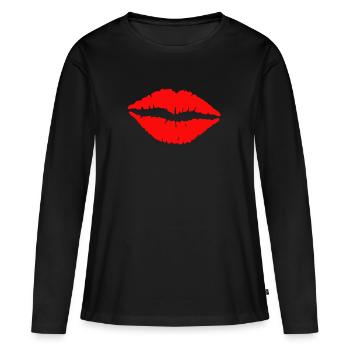Baiser bouche baiser bouche - T-shirt manches longues Premium bio Femme - noir - Devant - Julia (174cm)