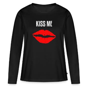 kiss mouth - Women's Premium Organic Long Sleeve Shirt - black - Front - Julia (174cm)