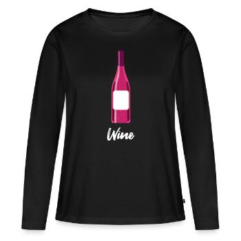 Wine Wein Weintrinker Weinkenner - Frauen Premium Bio Langarmshirt - Schwarz - Vorne - Julia (174cm)