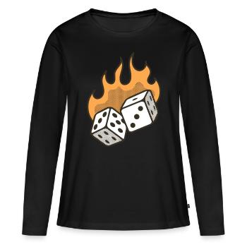 Cubes et flamands - T-shirt manches longues Premium bio Femme - noir - Devant - Julia (174cm)