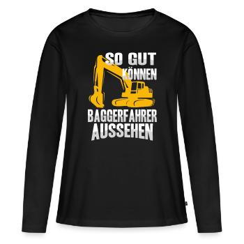 Dredge driver Excavator Dredging construction site - Women's Premium Organic Long Sleeve Shirt - black - Front - Julia (174cm)