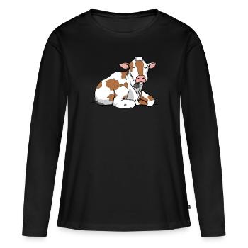 Kühe - Frauen Premium Bio Langarmshirt - Schwarz - Vorne - Julia (174cm)