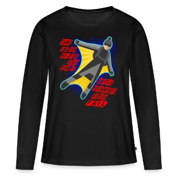 Base Jumping Fallschirm Springen Geschenk - Frauen Premium Bio Langarmshirt - Schwarz - Vorne - Julia (174cm)