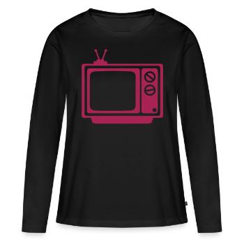 tv tele television ecran emission - T-shirt manches longues Premium bio Femme - noir - Devant - Julia (174cm)