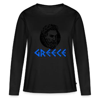 Grèce UE Europe Euro Cadeau - T-shirt manches longues Premium bio Femme - noir - Devant - Julia (174cm)