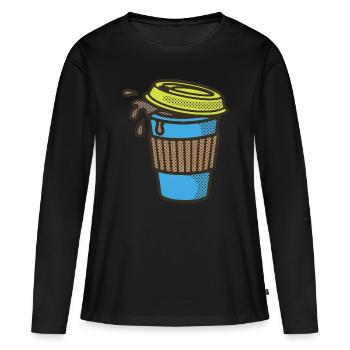 Coffee to go Becher - T-shirt manches longues Premium bio Femme - noir - Devant - Julia (174cm)