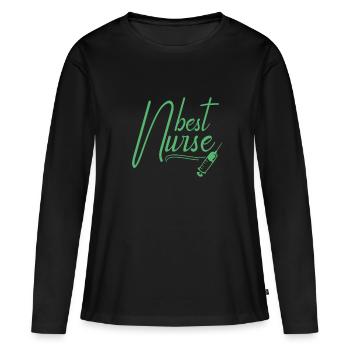 Aide-soignante - T-shirt manches longues Premium bio Femme - noir - Devant - Julia (174cm)