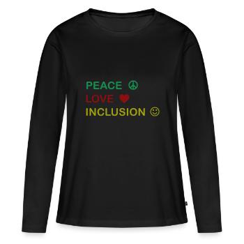 Idéal pour toutes les occasions Inclusion Tee Paix - T-shirt manches longues Premium bio Femme - noir - Devant - Julia (174cm)