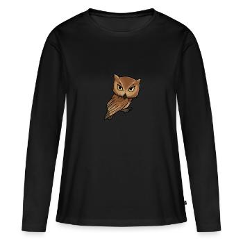 Chibi Owl - T-shirt manches longues Premium bio Femme - noir - Devant - Julia (174cm)