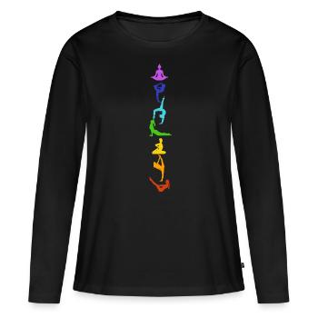 7 Chakra Yoga Kundalini Hatha Méditation Cadeau - T-shirt manches longues Premium bio Femme - noir - Devant - Julia (174cm)