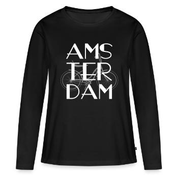 Amsterdam - T-shirt manches longues Premium bio Femme - noir - Devant - Julia (174cm)