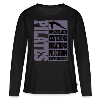 Pilates Concentration Centering Breathing - Women's Premium Organic Long Sleeve Shirt - black - Front - Julia (174cm)
