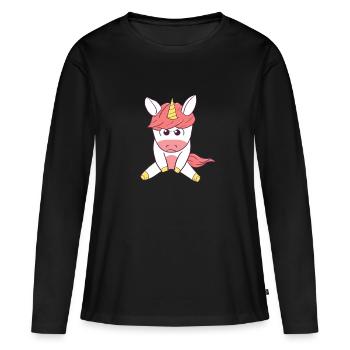 Angry Unicorn Wütendes Einhorn - Women's Premium Organic Long Sleeve Shirt - black - Front - Julia (174cm)