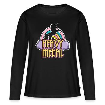 Einhorn Heavy Metall - Frauen Premium Bio Langarmshirt - Schwarz - Vorne - Julia (174cm)