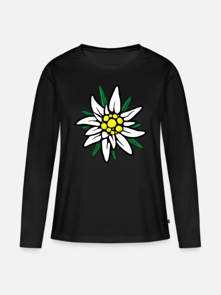 Edelweiß Edelweiss Alpen-Edelweiß - T-shirt manches longues Premium bio Femme - noir
