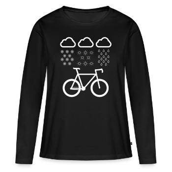 T-shirt vélo drôle coursier vent et météo - T-shirt manches longues Premium bio Femme - noir - Devant - Julia (174cm)