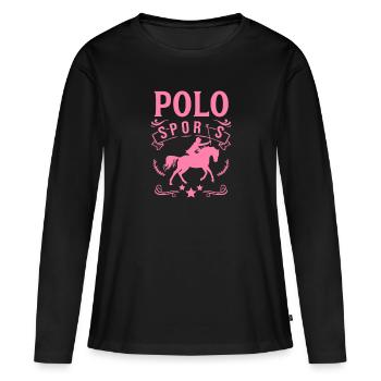 Polo Sport Cheval Cheval-Polo équitation cavalière - T-shirt manches longues Premium bio Femme - noir - Devant - Julia (174cm)
