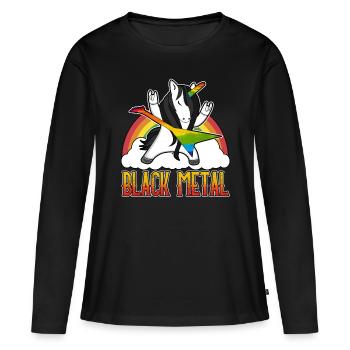 Black Metal Deathmetal Metalcore Rocker Unicorn - T-shirt manches longues Premium bio Femme - noir - Devant - Julia (174cm)