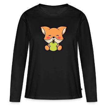 Cute Fox Mignon Renard Renard Graphique - T-shirt manches longues Premium bio Femme - noir - Devant - Julia (174cm)
