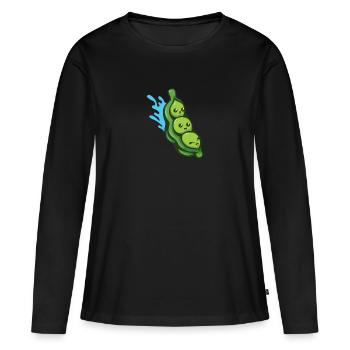 Doux Bohême Haricots Pois Mignon soja - T-shirt manches longues Premium bio Femme - noir - Devant - Julia (174cm)