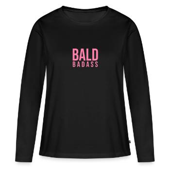 Cheveux Chauves Pas de poils Chauves Chauves - T-shirt manches longues Premium bio Femme - noir - Devant - Julia (174cm)