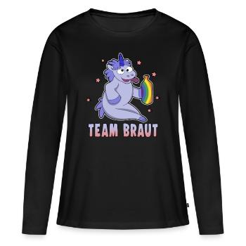 La mariée de l’équipe - T-shirt manches longues Premium bio Femme - noir - Devant - Julia (174cm)