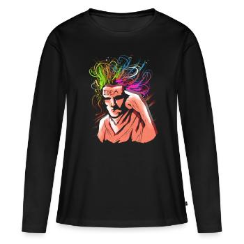 Idées et réflexions - T-shirt manches longues Premium bio Femme - noir - Devant - Julia (174cm)