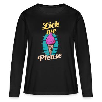 Lèche-moi s’il vous plaît crème glacée d’été - T-shirt manches longues Premium bio Femme - noir - Devant - Julia (174cm)