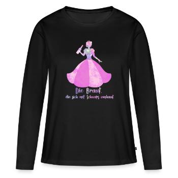Die Braut Die Sich Mit Schnaps Umhaut - Frauen Premium Bio Langarmshirt - Schwarz - Vorne - Julia (174cm)