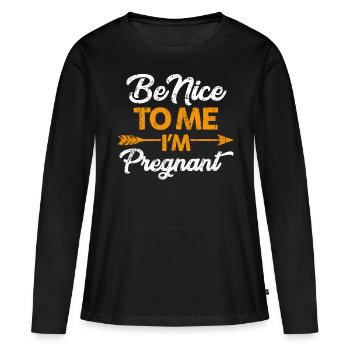 enceinte - T-shirt manches longues Premium bio Femme - noir - Devant - Julia (174cm)
