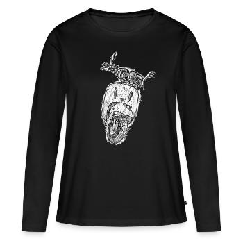 Scooter décontracté pour une touche italienne - T-shirt manches longues Premium bio Femme - noir - Devant - Julia (174cm)