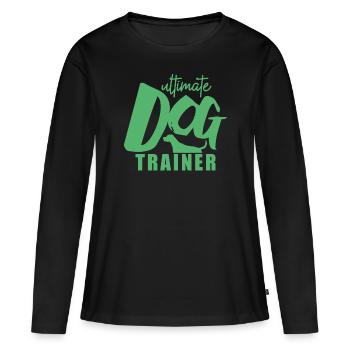 École canine chien trainer canin tour d’éducation canine - T-shirt manches longues Premium bio Femme - noir - Devant - Julia (174cm)