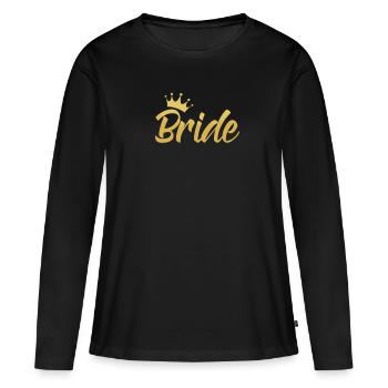 Mariée / mariée - T-shirt manches longues Premium bio Femme - noir - Devant - Julia (174cm)