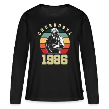 Protection de l'environnement de la centrale nucléaire de Tchernobyl - T-shirt manches longues Premium bio Femme - noir - Devant - Julia (174cm)