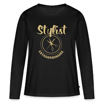 Salon de coiffure Salon de coiffure Salon de coiffure Coiffure Coiffure - T-shirt manches longues Premium bio Femme - noir - Devant - Julia (174cm)