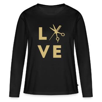 Salon de coiffure Salon de coiffure Salon de coiffure Coiffure Coiffure - T-shirt manches longues Premium bio Femme - noir - Devant - Julia (174cm)