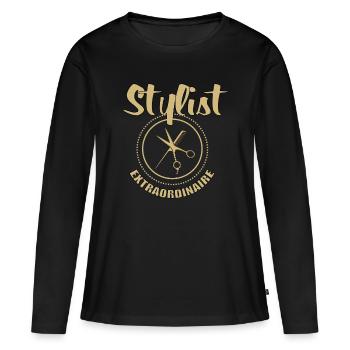 Salon de coiffure Salon de coiffure Salon de coiffure Coiffure Coiffure - T-shirt manches longues Premium bio Femme - noir - Devant - Julia (174cm)