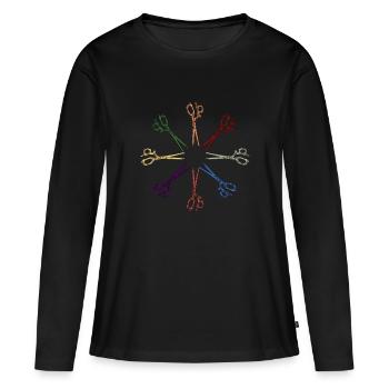 Salon de coiffure Salon de coiffure Salon de coiffure Coiffure Coiffure - T-shirt manches longues Premium bio Femme - noir - Devant - Julia (174cm)