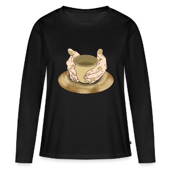 Poterie poterie poterie cadeau - T-shirt manches longues Premium bio Femme - noir - Devant - Julia (174cm)