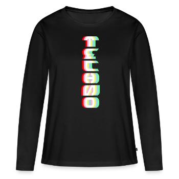 Techno - T-shirt manches longues Premium bio Femme - noir - Devant - Julia (174cm)