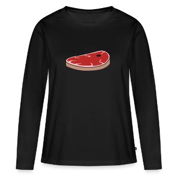 Steak viande viande Viande grillée - T-shirt manches longues Premium bio Femme - noir - Devant - Julia (174cm)