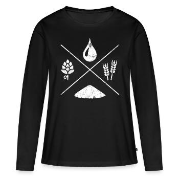 Cadeau houblon bière - T-shirt manches longues Premium bio Femme - noir - Devant - Julia (174cm)
