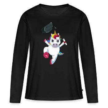 Ecolier de Licorne Scolaire 1ère classe dirigée - T-shirt manches longues Premium bio Femme - noir - Devant - Julia (174cm)