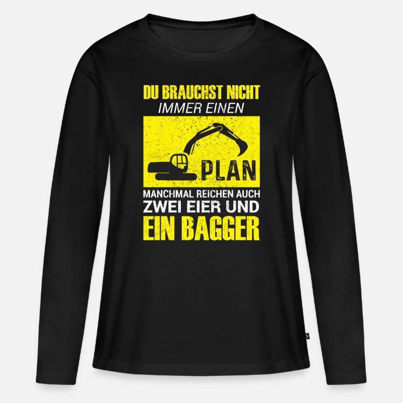 Lustiges Baggerfahrer Bagger Baggerführer baggern - Frauen Premium Bio Langarmshirt - Schwarz