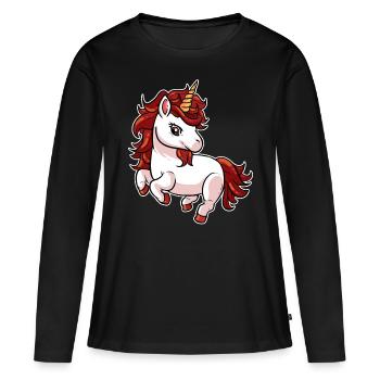 Einhorn Rote Haare Rothaarig Rotes Haar Geschenk - Frauen Premium Bio Langarmshirt - Schwarz - Vorne - Julia (174cm)