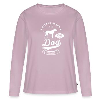 Chien trainer chien entraînement chiot canin astuce - T-shirt manches longues Premium bio Femme - rose poudré - Devant - Julia (174cm)