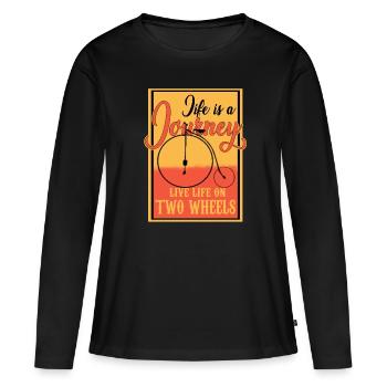Mountain Bike Vélo Câble Sport Cadeau - T-shirt manches longues Premium bio Femme - noir - Devant - Julia (174cm)